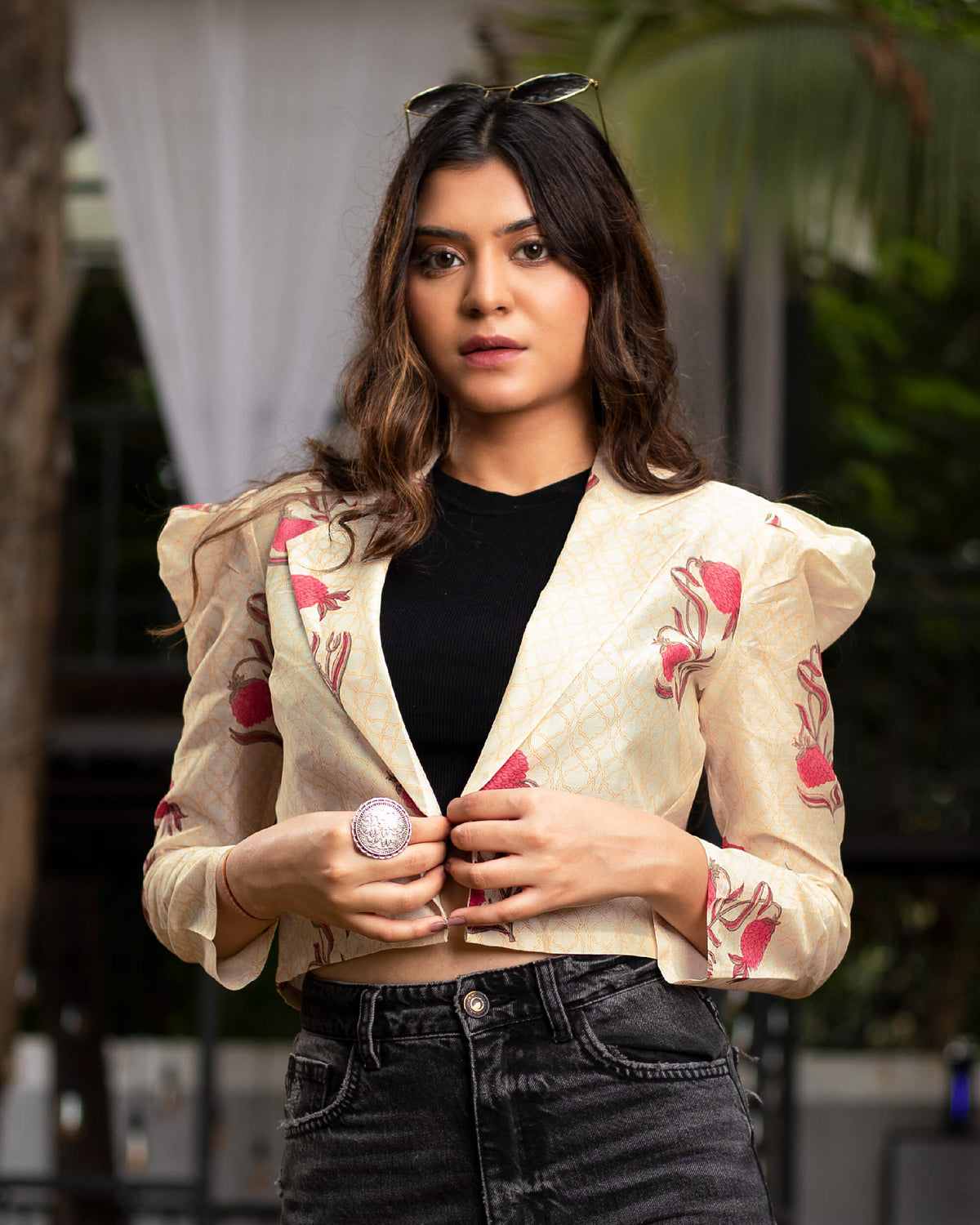 Floral Puff Sleeve Jacket
