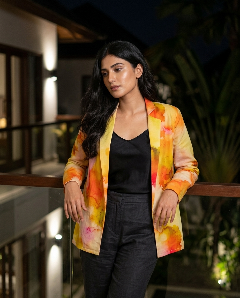 Tye And Dye Printed Kimono Jacket