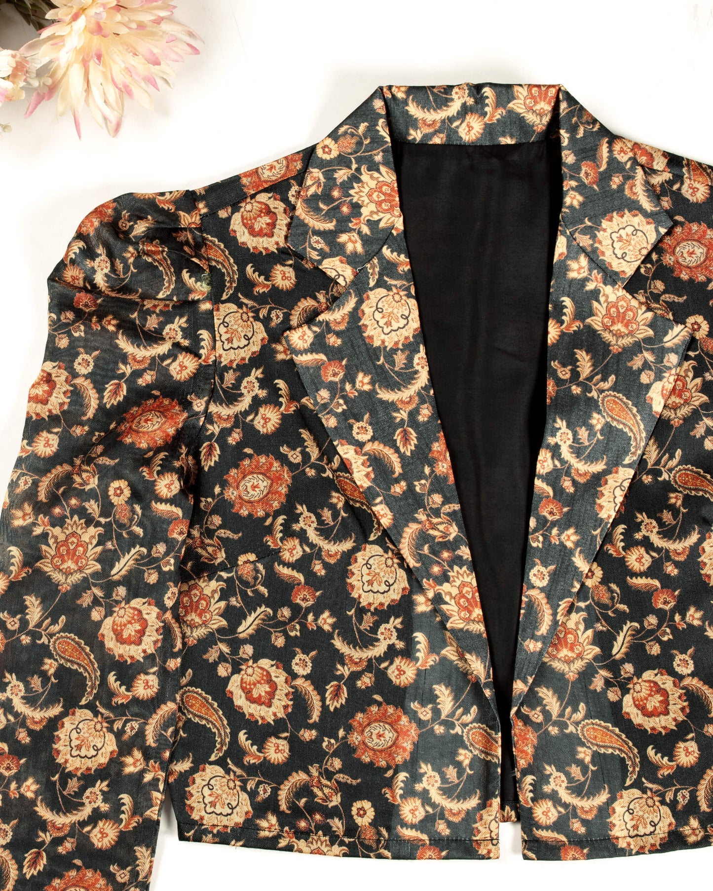 Beige Paisely Puff Sleeve Jacket