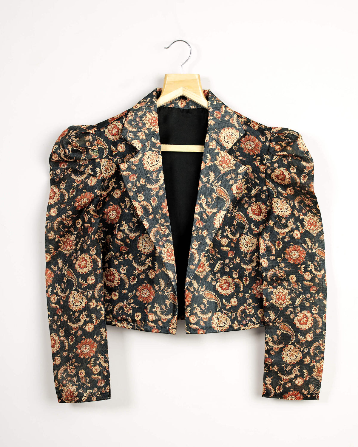 Beige Paisely Puff Sleeve Jacket