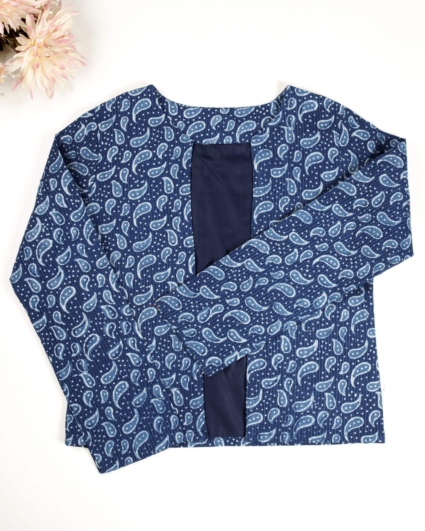 Indiigo Blue Kantha Printed Jacket