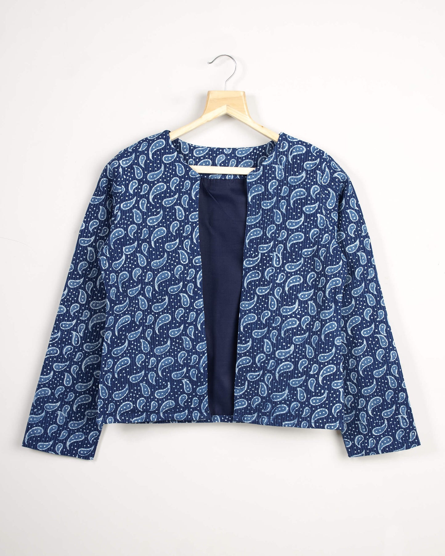 Indiigo Blue Kantha Printed Jacket