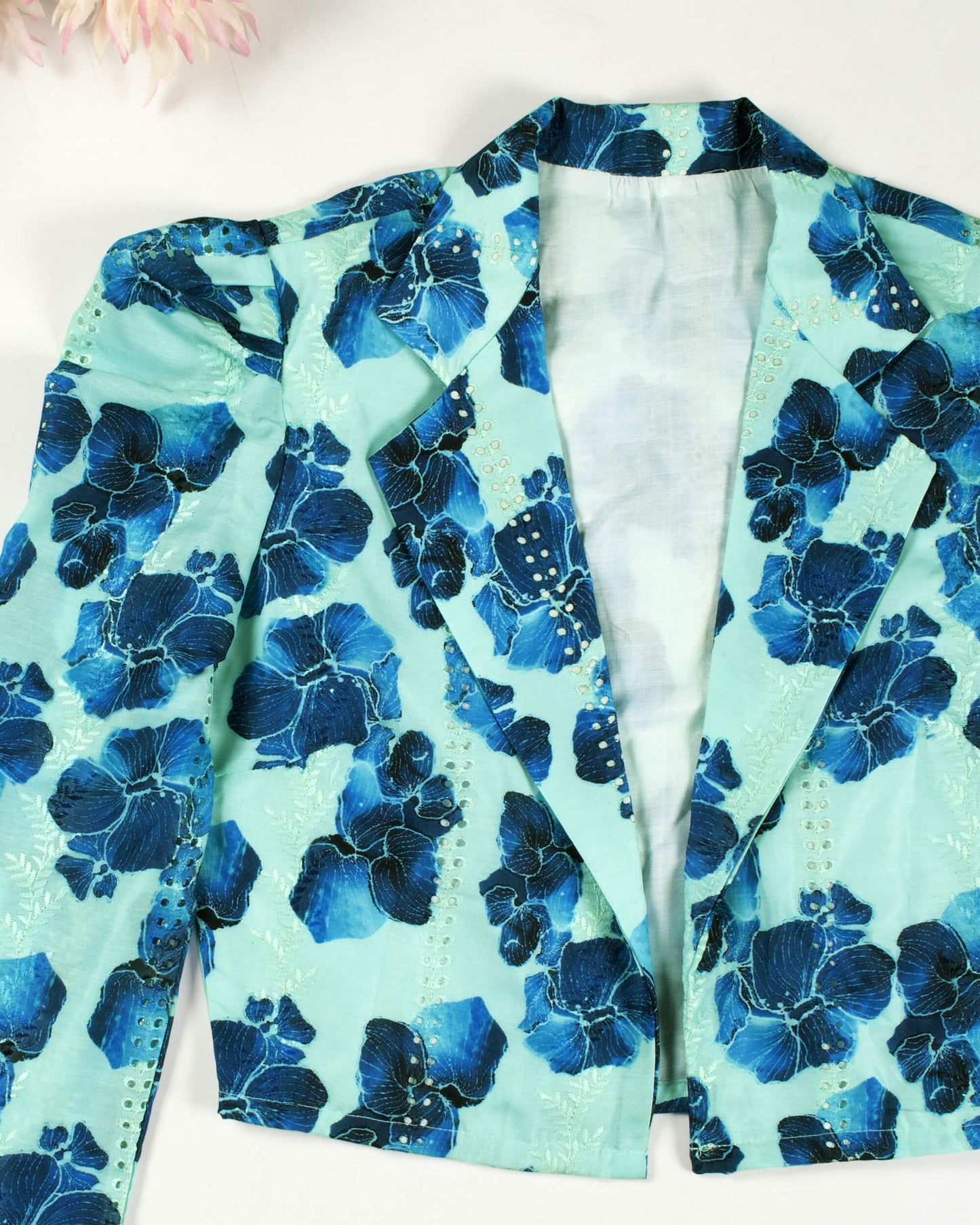 Schiffli Embroidery Puff Sleeve Jacket