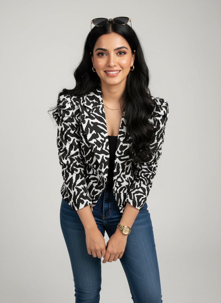 Zebra Printed Puff Sleeve Jacket