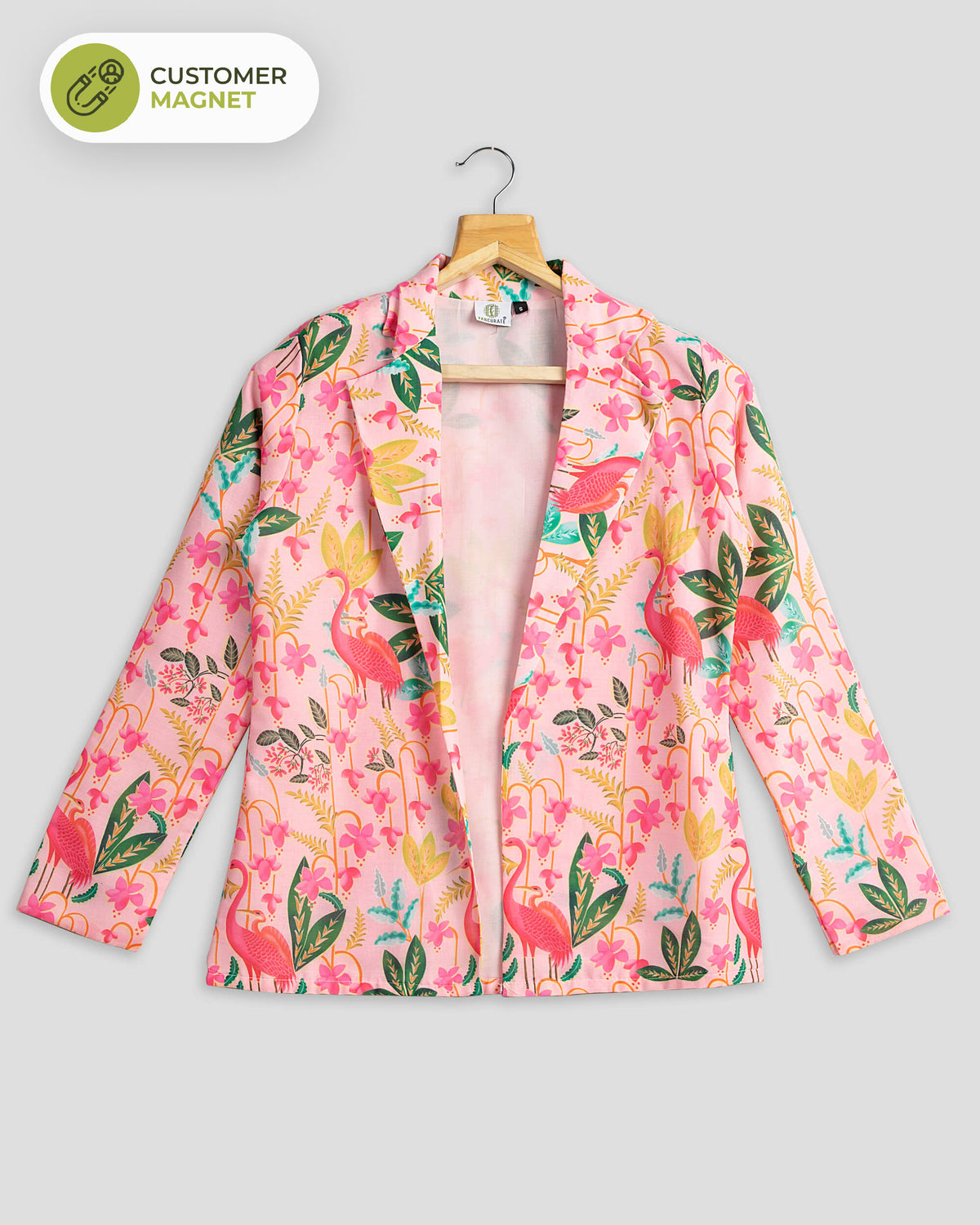 Vintage Pink Floral Jacket For Women