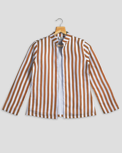 Brown Stripes Hangup Jacket For Women