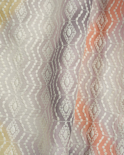 Chevron Printed Embroidery Muslin Jacket