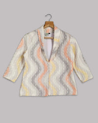 Chevron Printed Embroidery Muslin Jacket