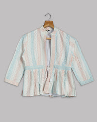 Trendy Floral Embroidery Frill Jacket