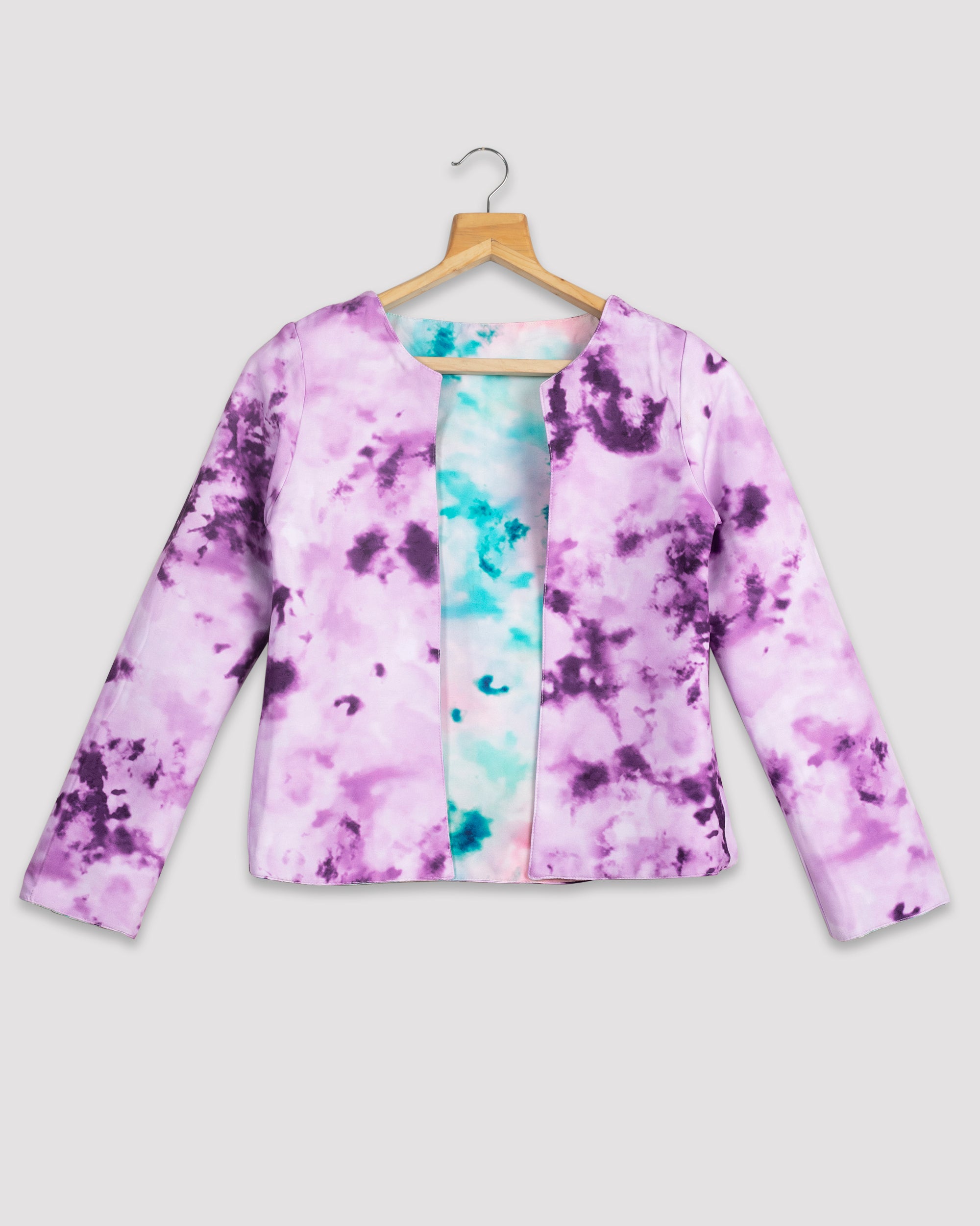 SHEIN Tie Dye Zipper Crop Teddy Jacket | SHEIN IN