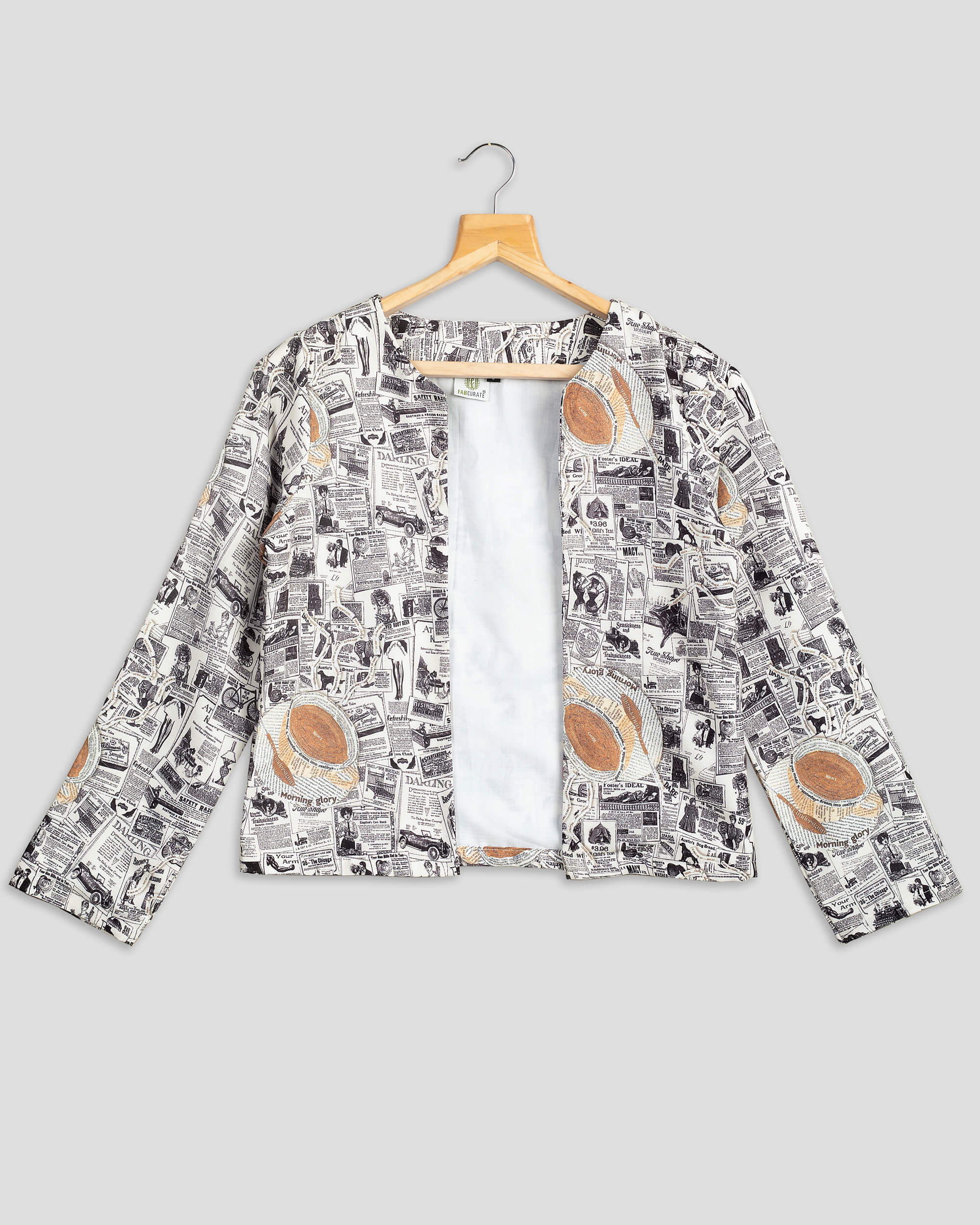 Women's newspaper clearance print jacket