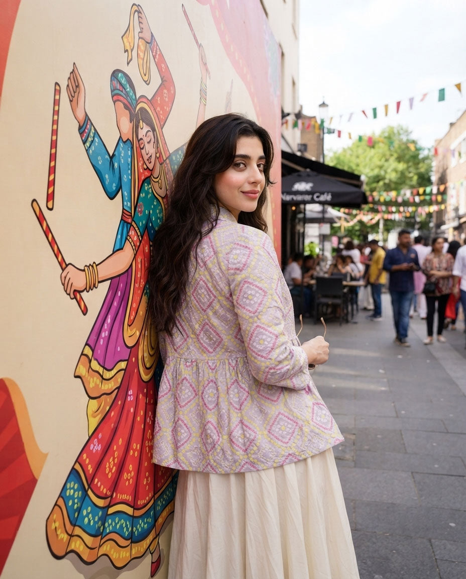 Trendy Bandhanii Frill Jacket For Women