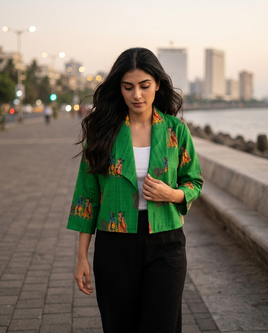 Traditional Madhuvanii Cropped Jacket For Women