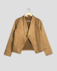 Luxe Faux Suede Waterfall Jacket for Women