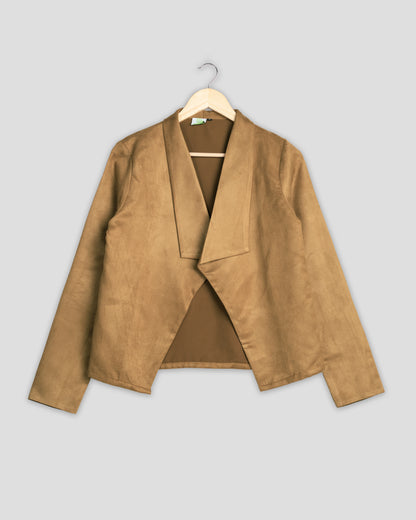 Luxe Faux Suede Waterfall Jacket for Women