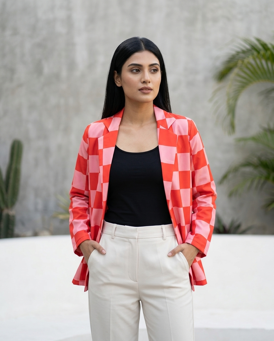 Elevate Your Style With Women's Checks Varsity Jacket