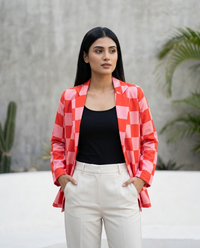 Elevate Your Style With Women's Checks Varsity Jacket