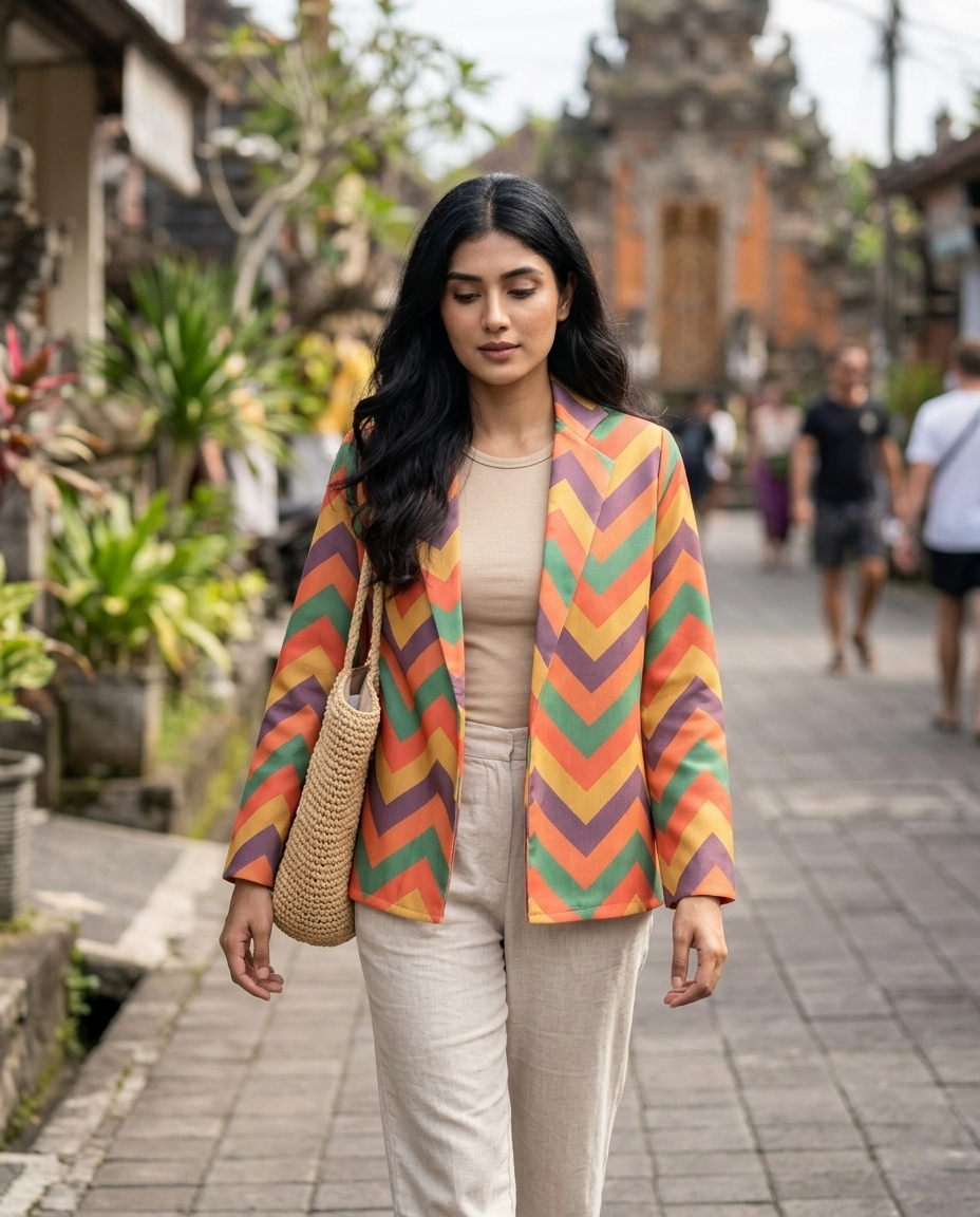 Stylish Women's Multicolor Chevron Jacket