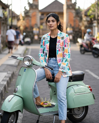 Rainbow Stroke Jacket for Fashion-Forward Women