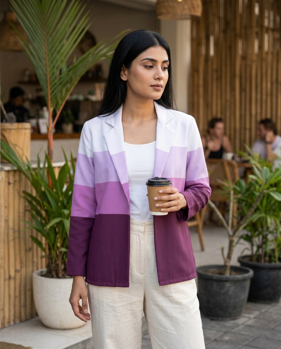 Contemporary Color Block Jacket for Women