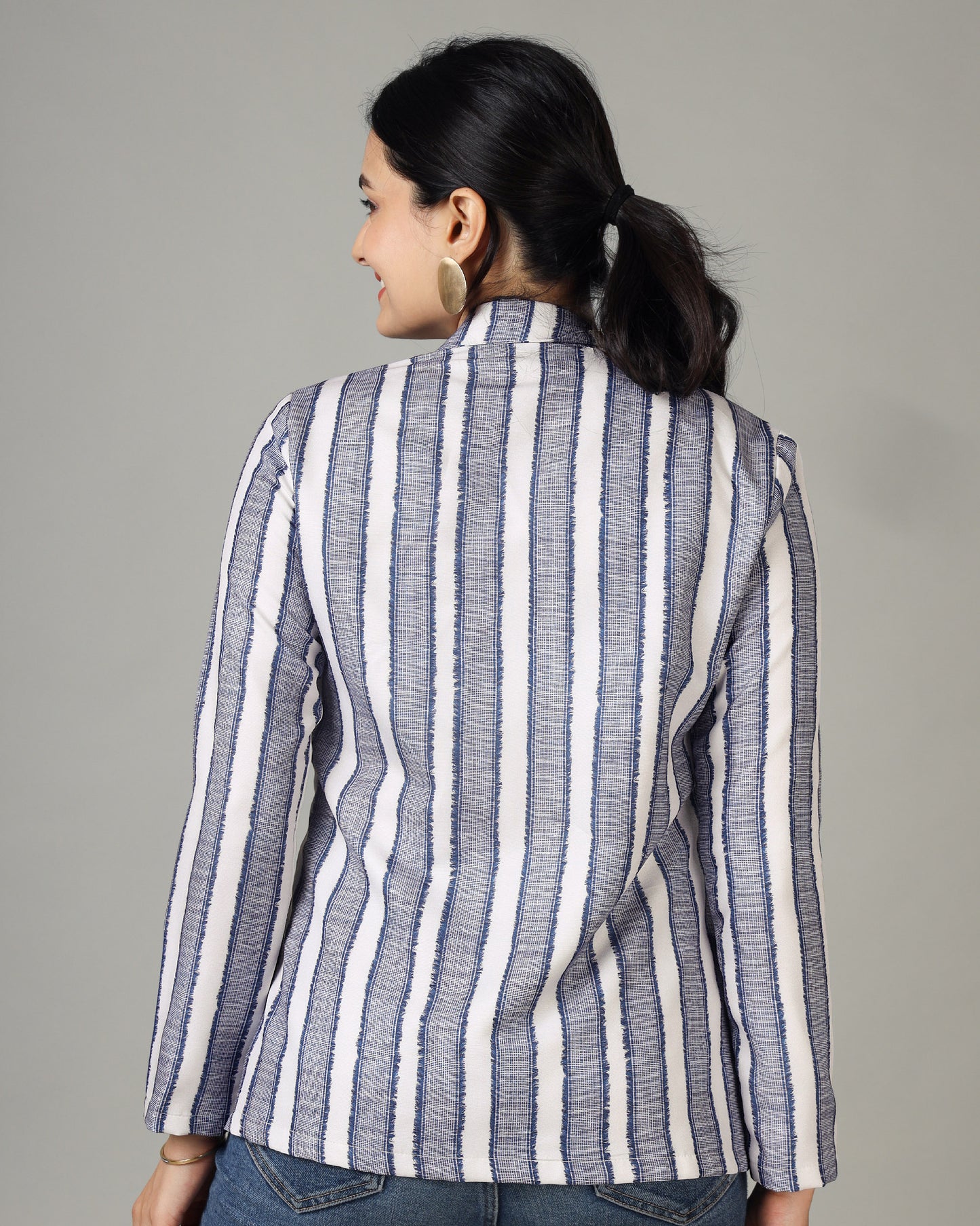 Feminine Flair-Striped Delight Women's Jacket