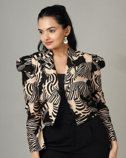 Ride the Fashion Current with Our Abstract Crop Jacket