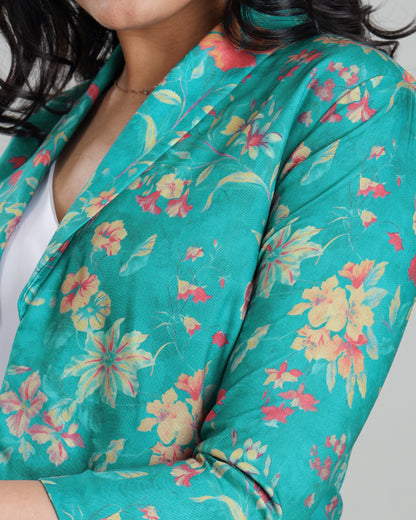 Radiant Floral Rayon Jacket For Women