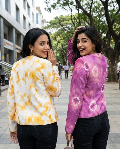 Duo Style Tye And Dye Reversible Women's Jacket
