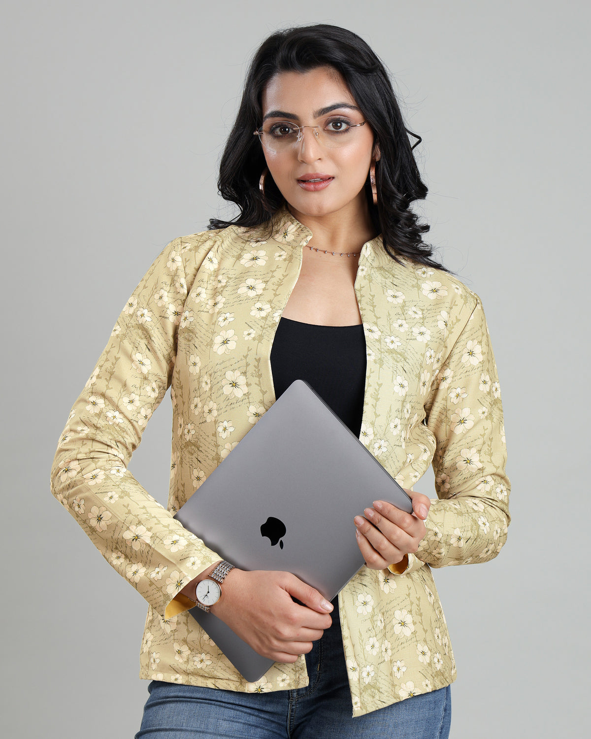 Chic Floral-Fashion Forward Women's Jacket