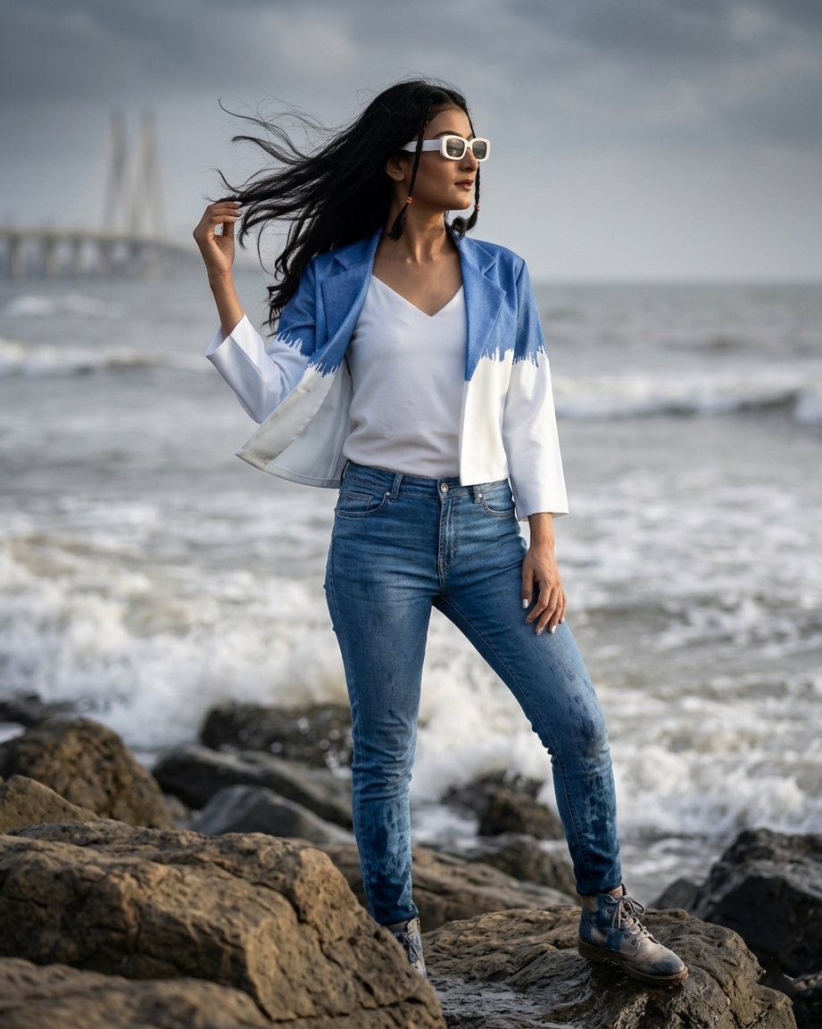 Color Clash Crush: Color Block Deniim Inspire Jacket