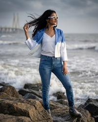 Color Clash Crush: Color Block Deniim Inspire Jacket