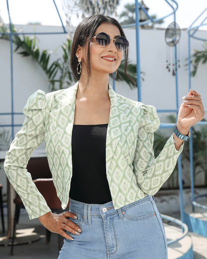 Trendy Ikkat Print Jacket: Workwear That Wows