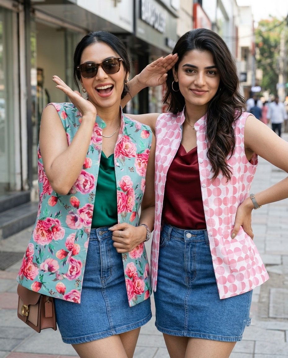 Devi Drape: Women's Floral Reversible Jacket