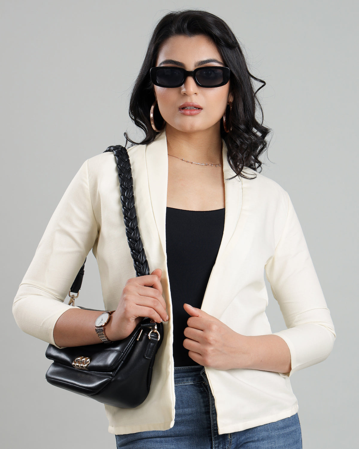Soft And Simple Off White Jacket for Women