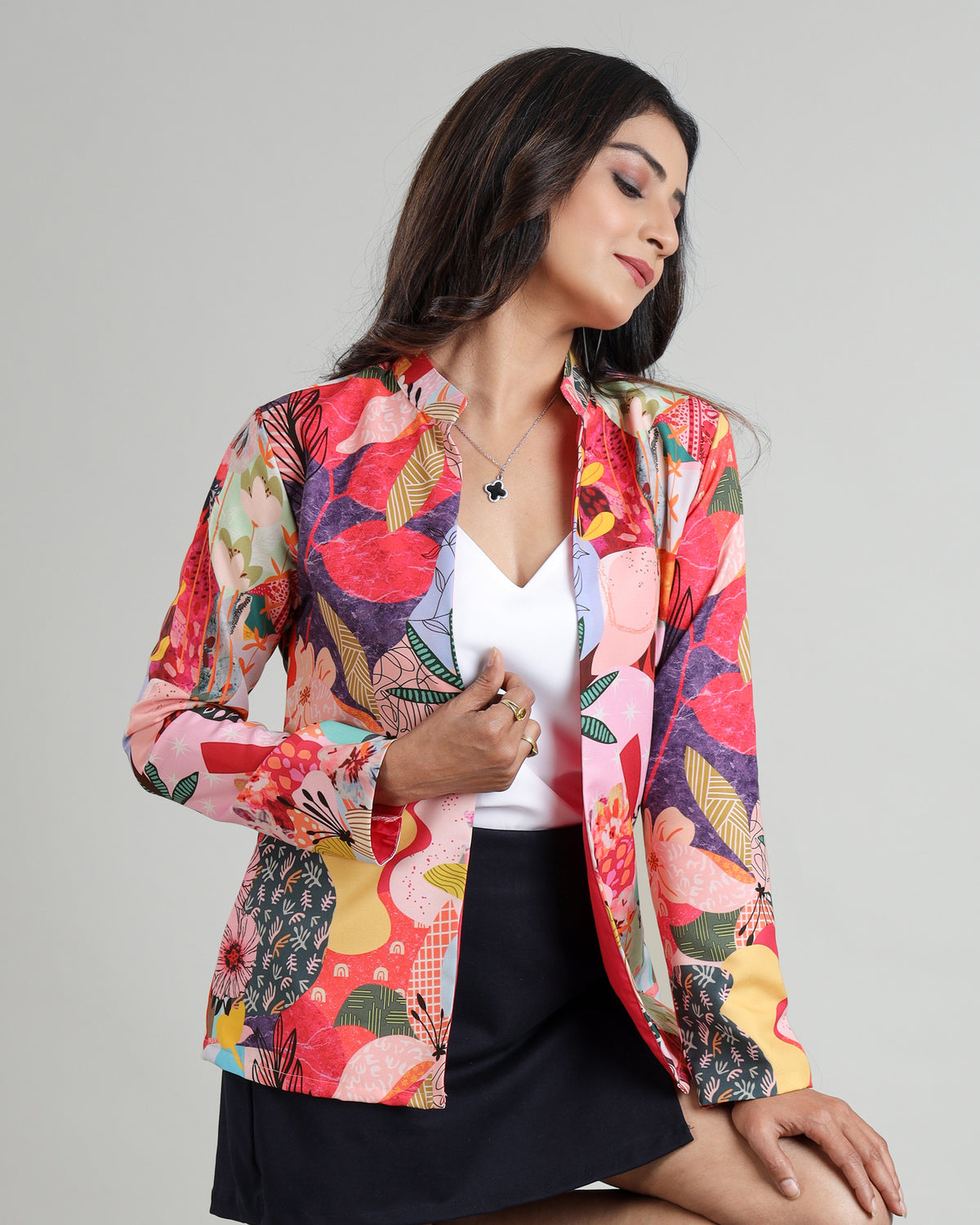 The Showstopper: Women's Abstract Floral Jacket