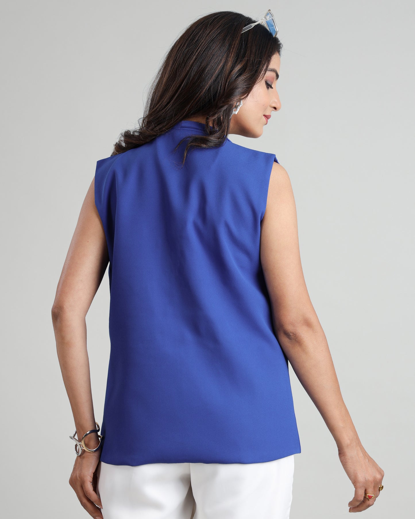 The Blue Crush: Women's Versatile Sleeveless Jacket
