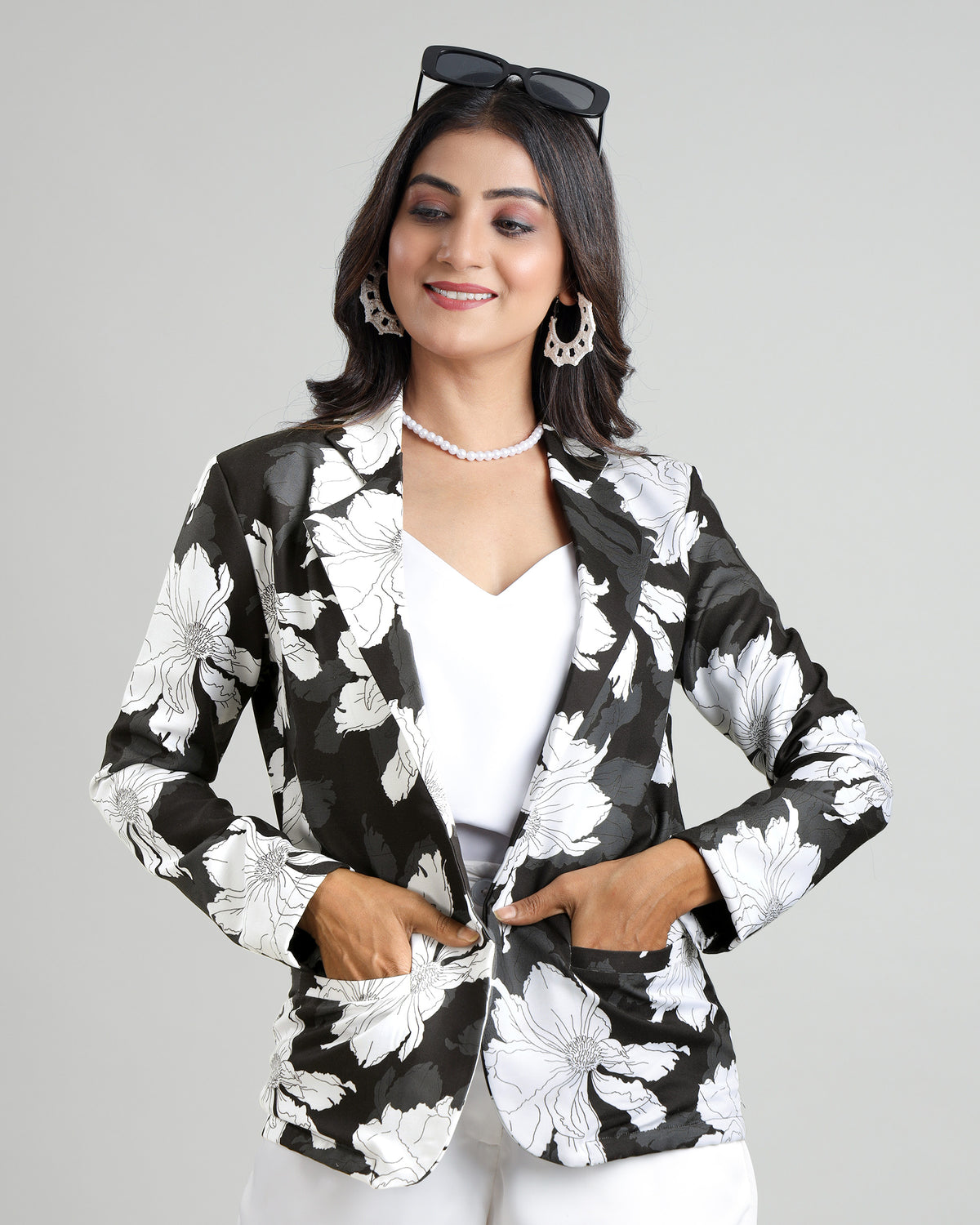 Classic With Twist: Black And White Floral Jacket