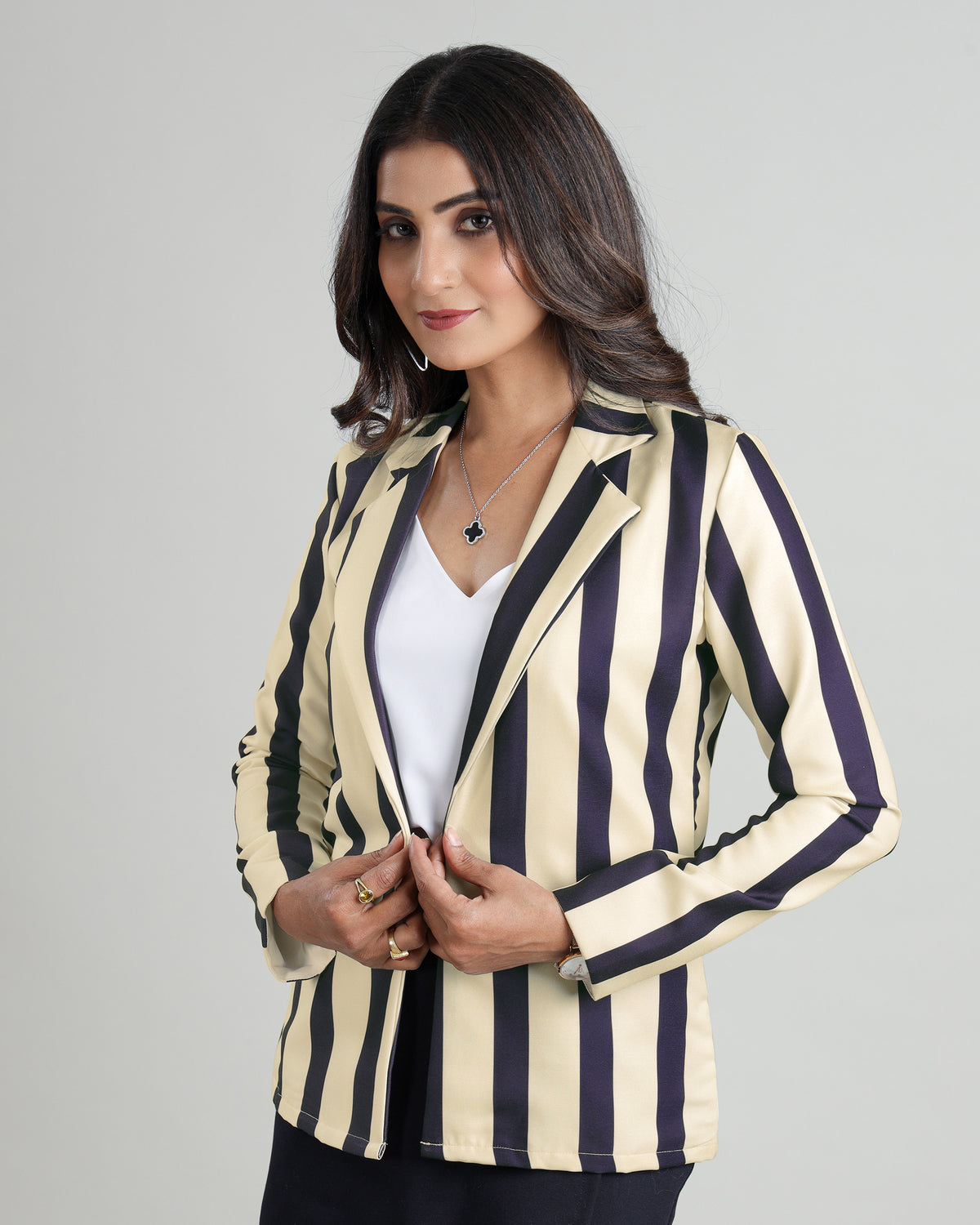 Pinstripe Perfection: Women's Professional Striped Jacket