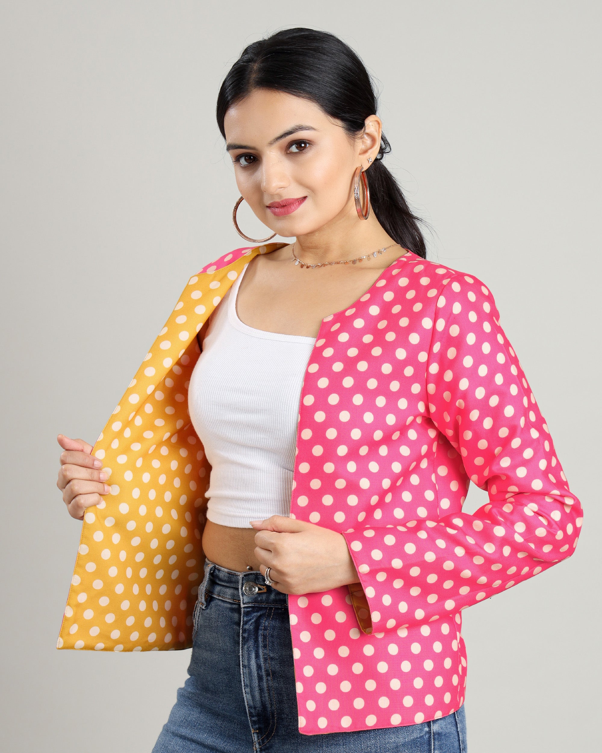 Fun Flip: Polka Dot Magic Reversible Jacket – Fabcurate