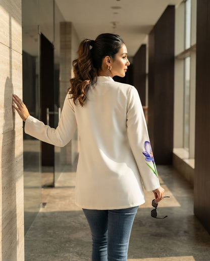 Strike A Pose: White Floral Chain Print Jacket