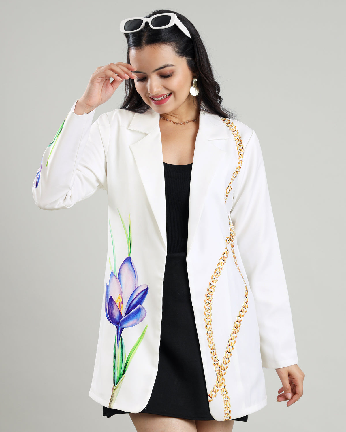 Strike A Pose: White Floral Chain Print Jacket