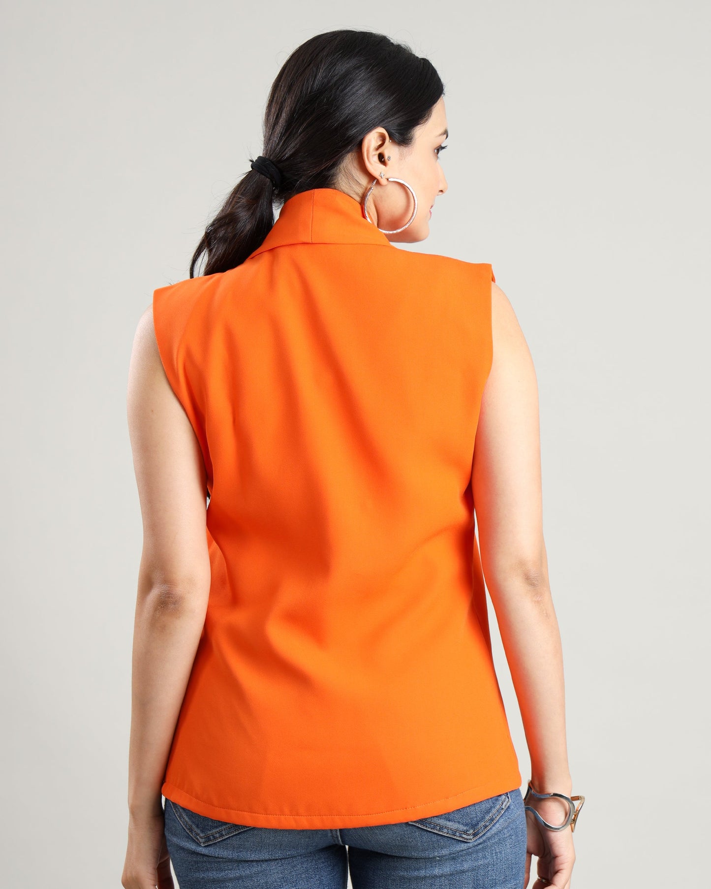 Orange Crush: Solid Color Casual Women's Jacket