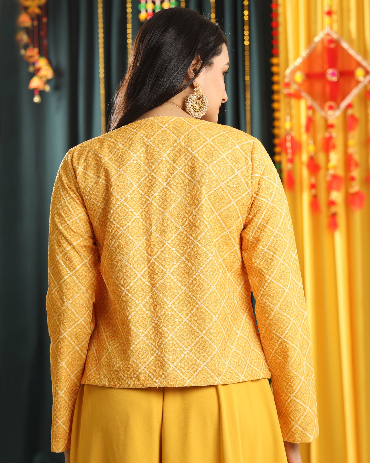 Haldi Ready! Women's Embroidered Yellow Jacket