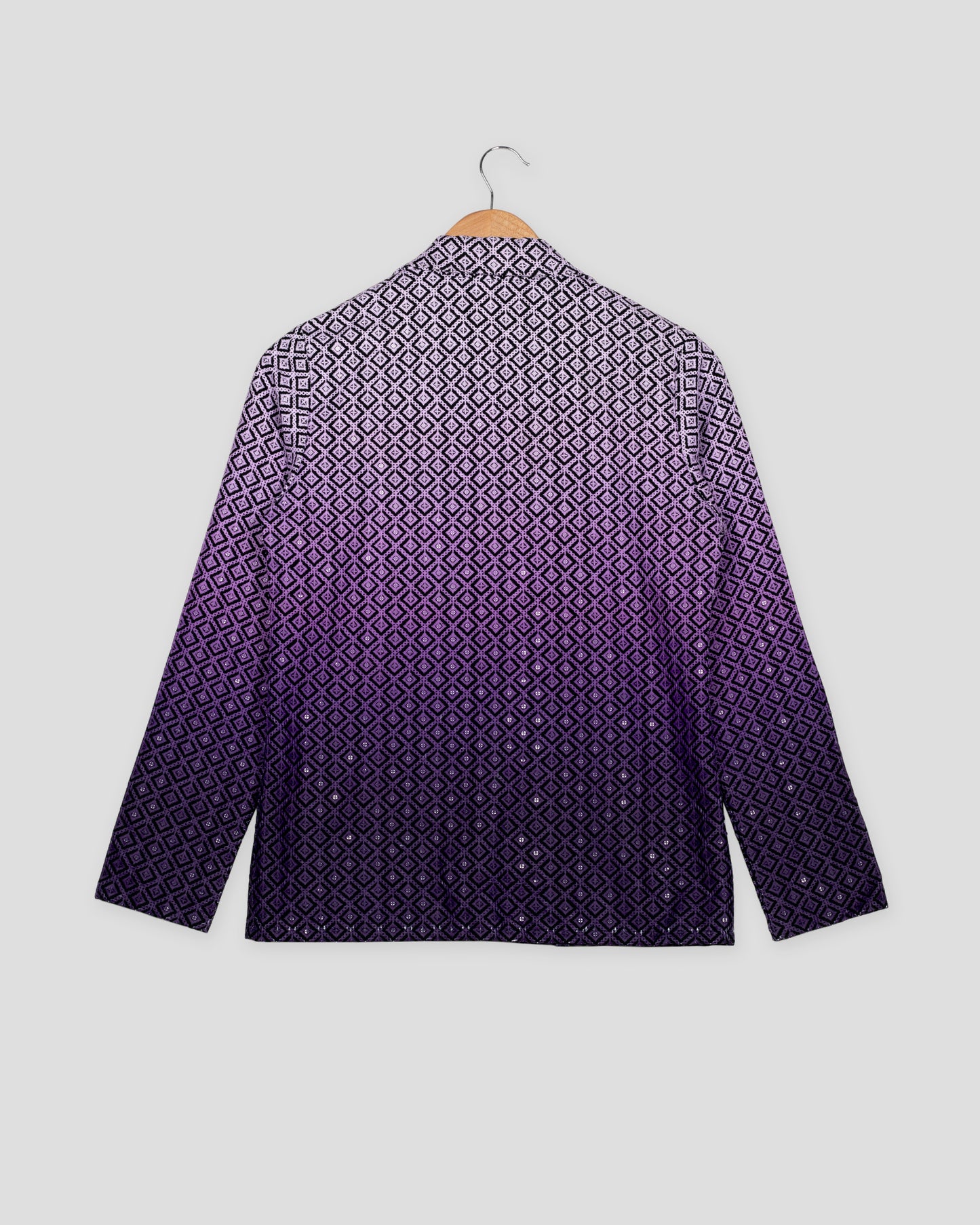 Royal Edit: Purple Ombre Embroidered Notched Collar Jacket