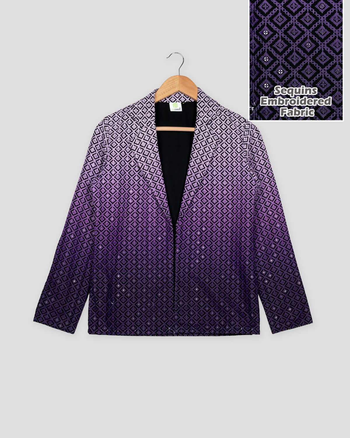 Royal Edit: Purple Ombre Embroidered Notched Collar Jacket