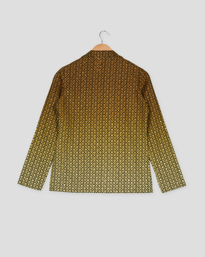 Royal Edit: Yellow Ombre Embroidered Notched Collar Jacket