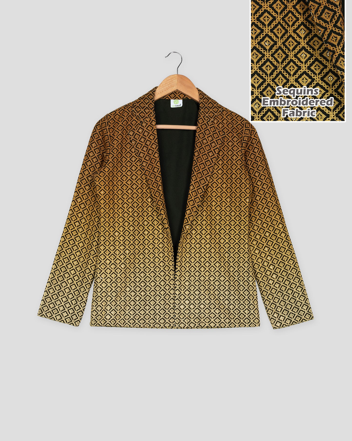 Royal Edit: Yellow Ombre Embroidered Notched Collar Jacket