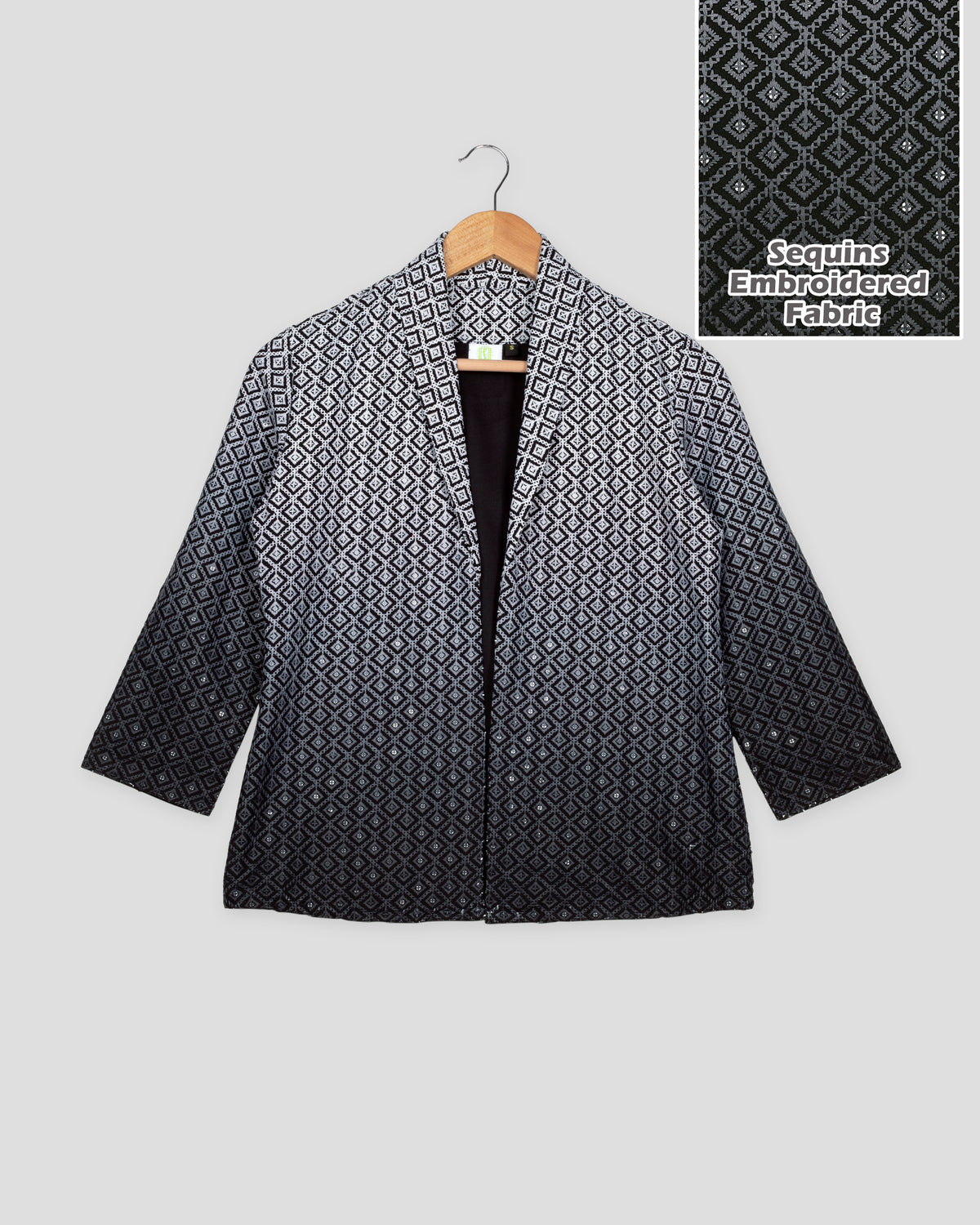 Royal Edit: Black Ombre Embroidered Notched Collar Jacket