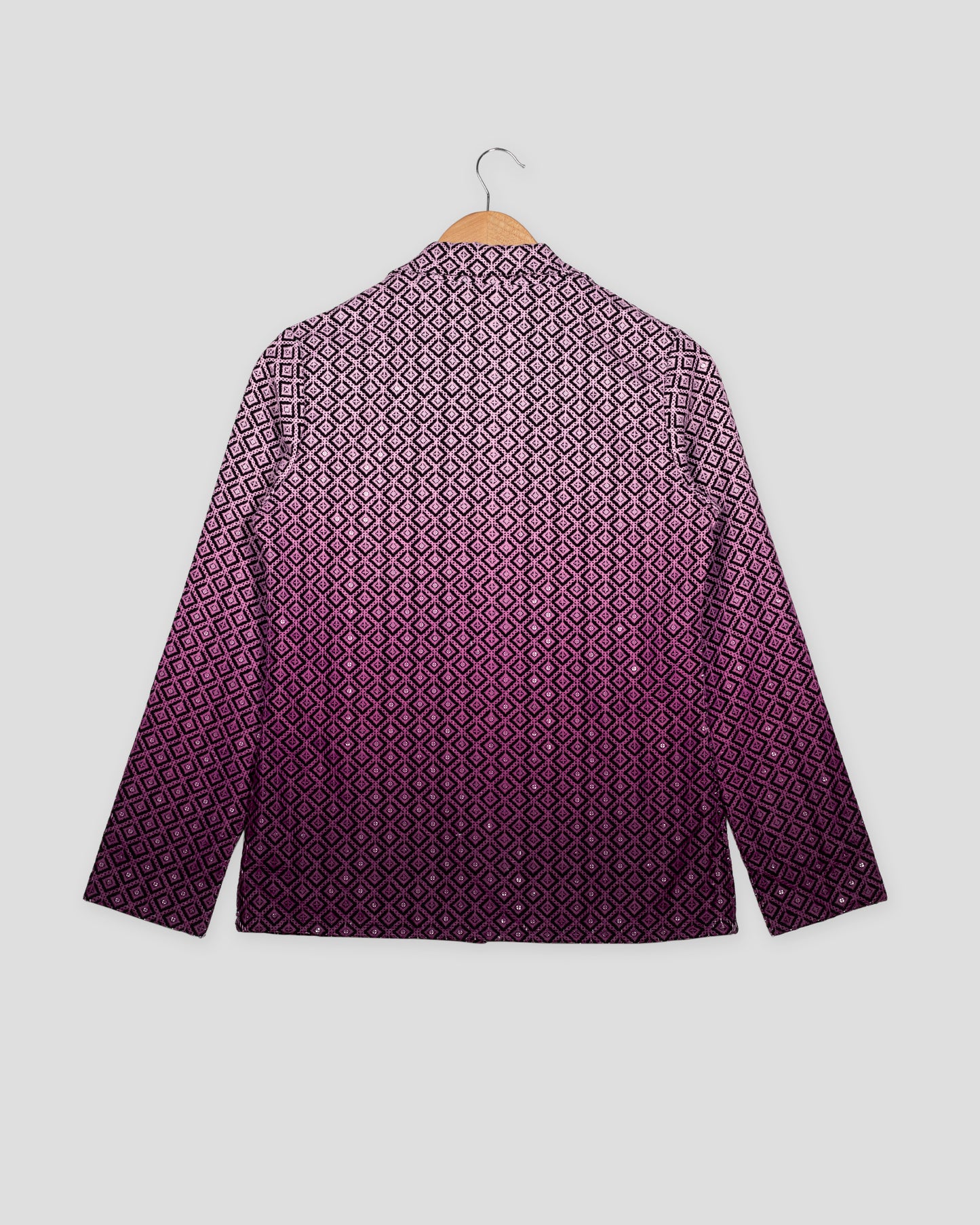 Royal Edit: Pink Ombre Embroidered Notched Collar Jacket