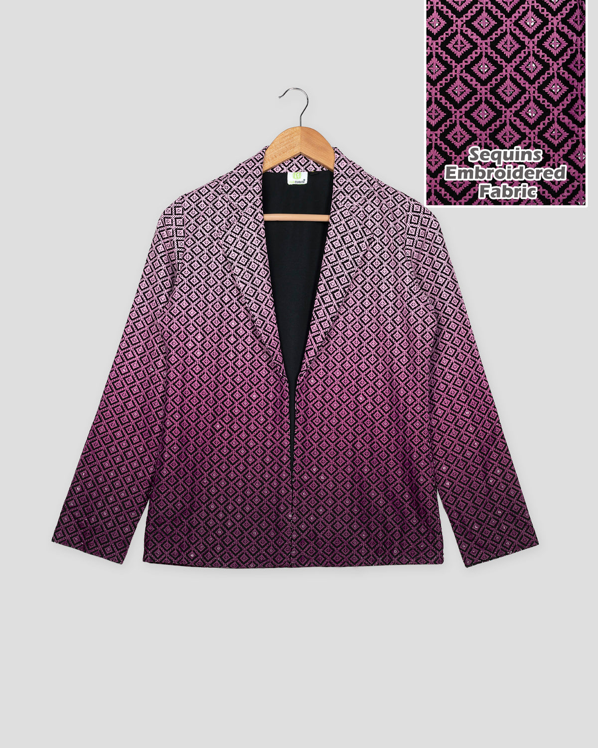 Royal Edit: Pink Ombre Embroidered Notched Collar Jacket